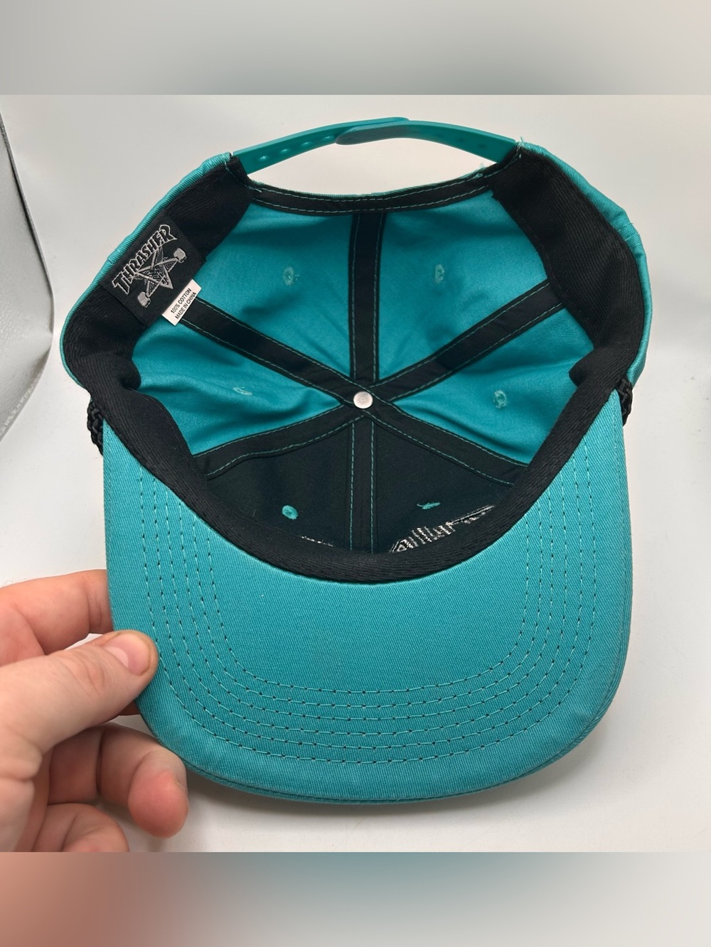 Thrasher Magazine EMBROIDERED MAG LOGO ROPE Snapback Skateboard Hat Teal Black - Picture 5 of 6